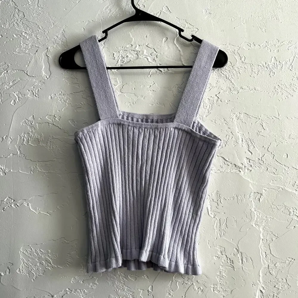 Madewell purple‎ ribbed knitted tank top womens large coquette ethereal y2k_4